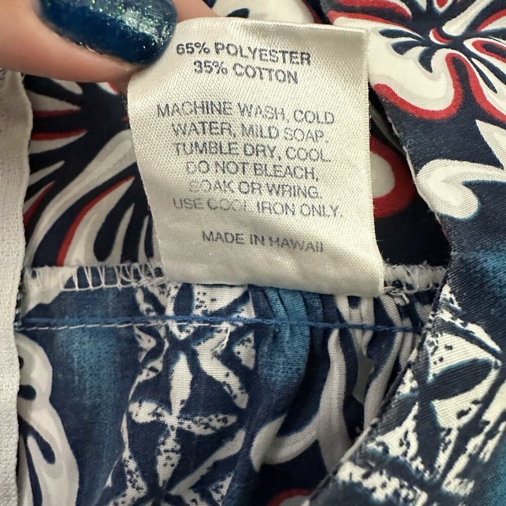 Royal Creations Womens Vintage 80s Muumuu Shift Dress Size M Blue Red Hawaiian - Picture 6 of 10